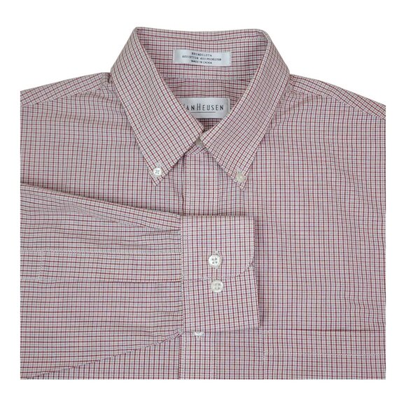 Van Heusen Mens Wrinkle-Free Broadcloth Shirt Size S Red & White Checkered - Picture 8 of 8